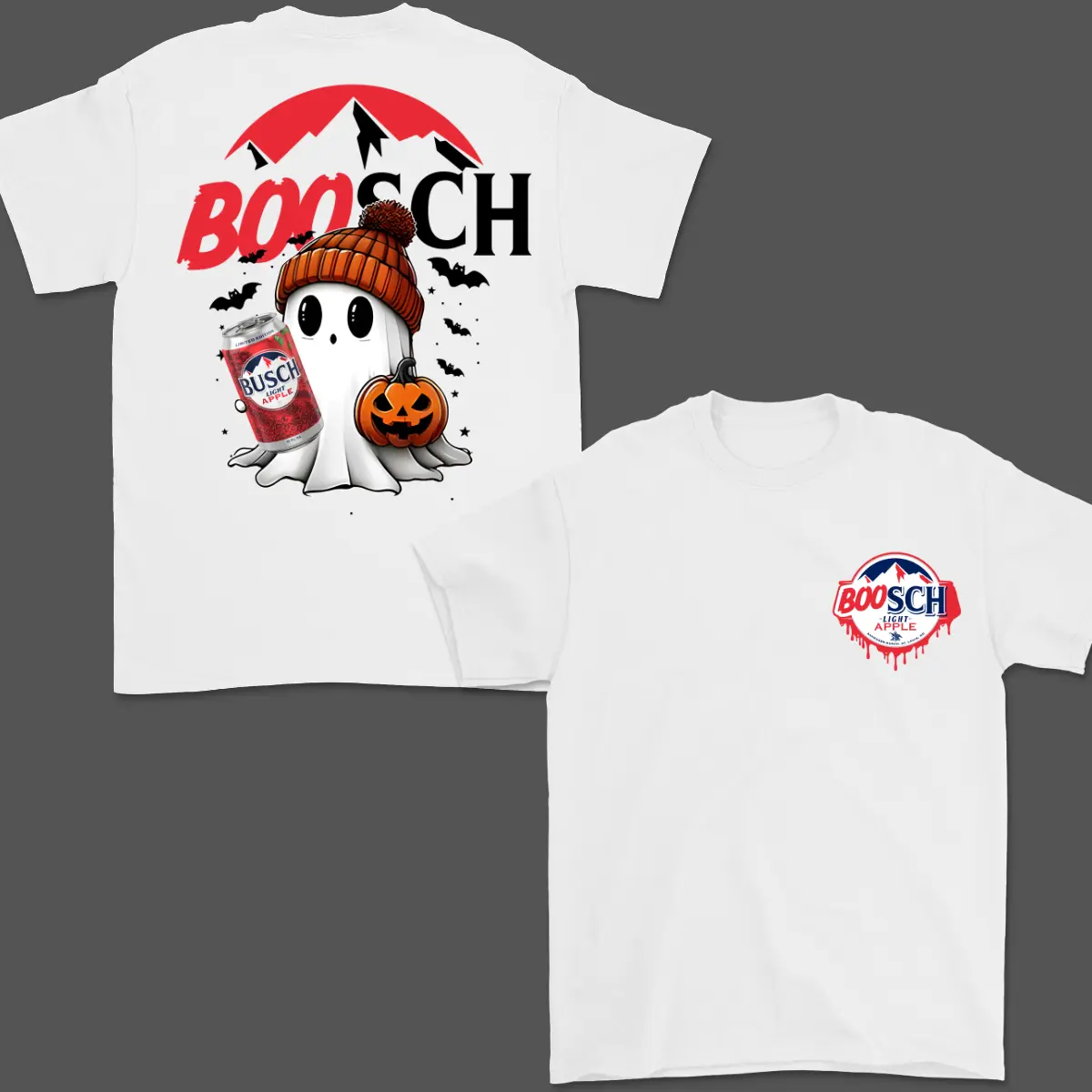 Boosch Light Apple Halloween T-Shirt, Cute Boo Ghost Pumpkin Graphic Apparel, Bapple Halloween Shirt