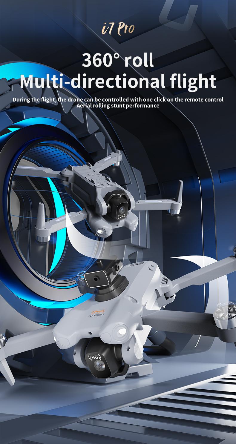 CJCMALL i7 PRO Brushless Drone with 4K HD Dual Camera, 4CH 2.4GHz Remote Control, Intelligent Obstacle Avoidance, Optical Flow Positioning, Foldable Design, 12 Minutes Flight Time