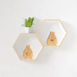 Wooden Puzzle Ornament Set - Hugging Mother-Child Bear Sculpture, Basketball Fan-Focused Warm Family Home Decor (Sports & Outdoor Fan Shop Essential)