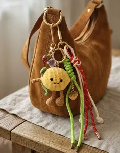 Personalized Strawberry Lemonade Amigurumi & Macrame Bag Charm
