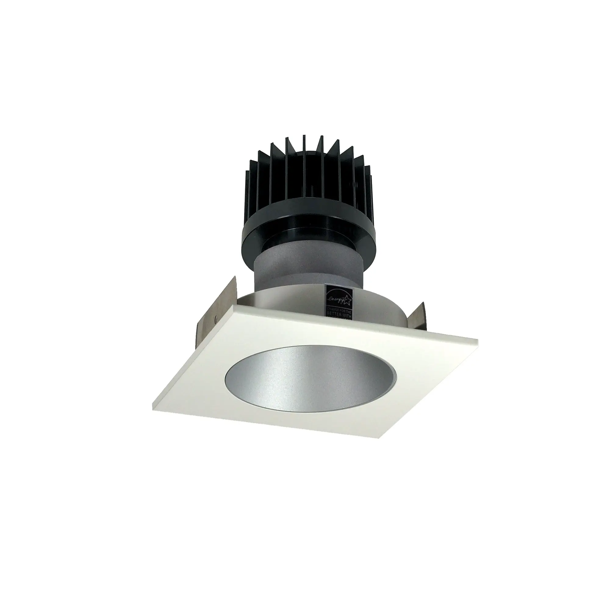Nora Lighting 4" Iolite LED Square Reflector with Round Aperture, 4000K, Haze Reflector / Matte Powder White Flange, NIO-4SNDC40XHZMPW/HL