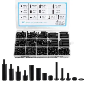 580 count M3 Black Nylon Standoff Kit with Spacers, Screws, and Nuts - Motherboard & PCB Mounting Standoffs and Screws, Threaded Pillar Spacers for Circuit Boards and  Building