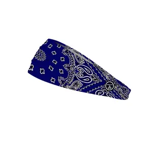 RAVEbandz The Pro - Wide Stretch Headband (Blue Bandana)