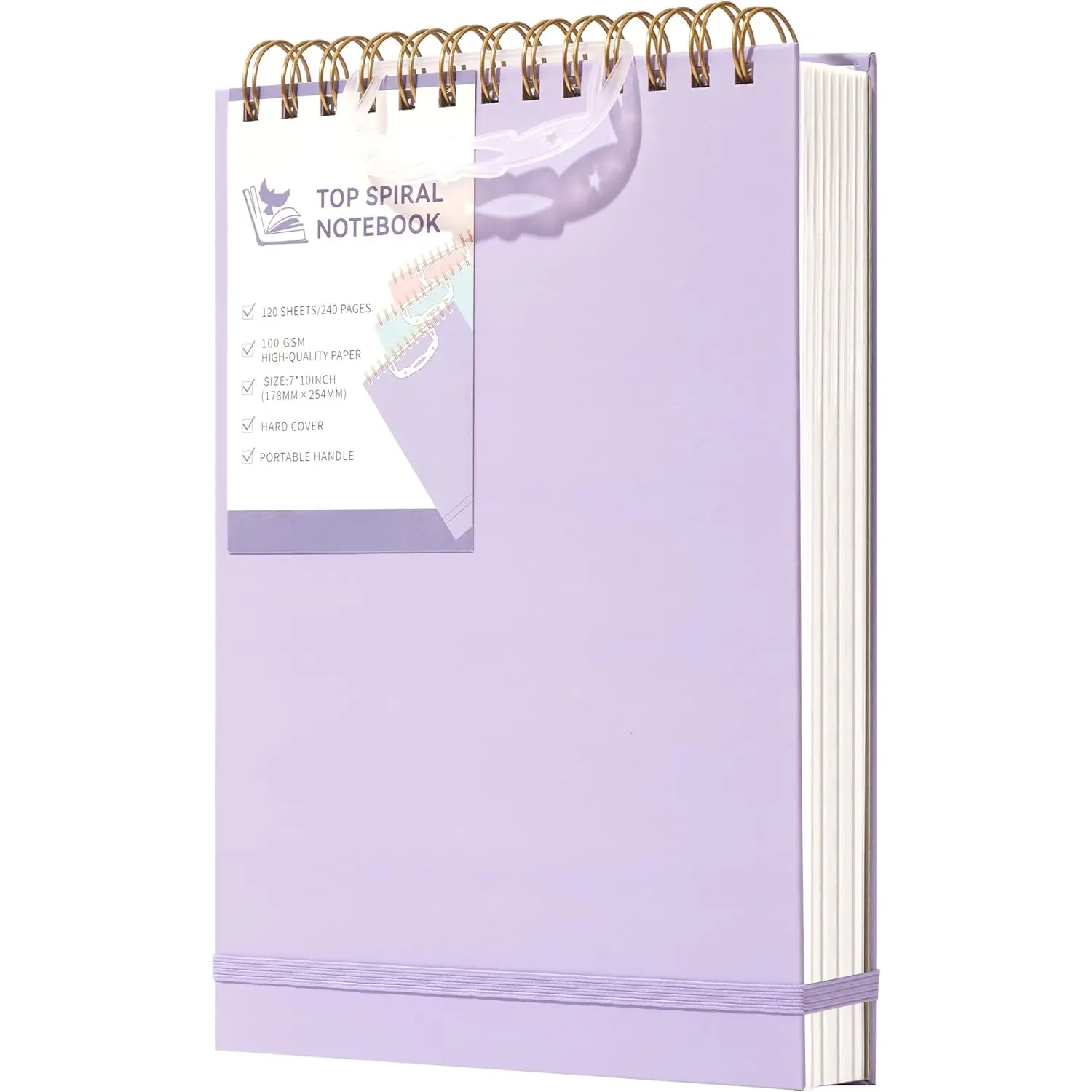 Top Spiral Notebook, Hardcover Steno Pads, 240 Pages Top Bound Spiral Notebooks, 7"x10" College Ruled Spiral Notepad Left-Handed Notebooks for Work School Office Business,Purple