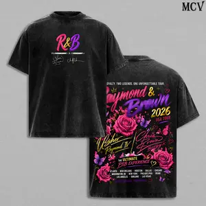 Vintage R&B Tour 2026 Tee Washed Heavy Cotton Oversize Unisex Urban Music Duo Graphic T-Shirt, Raymond & Brown Hoodie & Sweatshirt Retro Concert Streetwear Shirt, Hip Hop Soul Vintage Merch Y2K R&B Fan Collector Gift Top