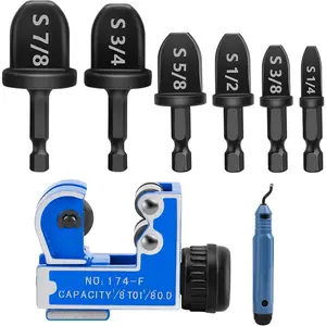 WADEO Copper Pipe Cutter Expander Drill Bit Tools Set, Swaging HVAC Deburring Kit for Copper, Air Conditioner Repairing Swage Tool