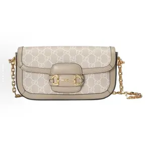 Pre-owned GUCCI · Shoulder Bags Horsebit 1955 GG Supreme 2WAY Shoulder Bag Clutch Beige White