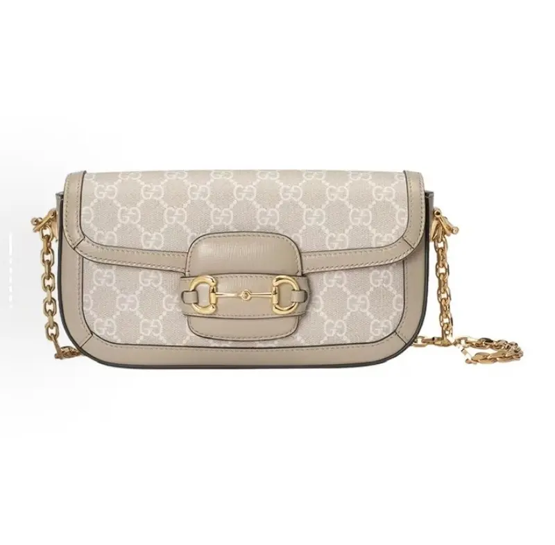 Pre-owned GUCCI · Shoulder Bags Horsebit 1955 GG Supreme 2WAY Shoulder Bag Clutch Beige White