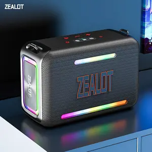 【ZEALOT】Portable wireless speaker 120W, Bluetooth high fidelity sound and audio, RGB ambient light, outdoor IPX6 waterproof, 24000mAh long battery life, supports TWS pairing/USB/TF/AUX/BT smartphones. Ideal choice for family/car/party/camping/gift giving