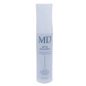 MD Mineral Block - Oil Free Broad Spectrum UVA UVB BlueLight SPF58 With Pine Extract - 2 Oz 57 Gm Facial Skincare Sunscreen Titanium Skin Repair Comfort Lightweight Pack