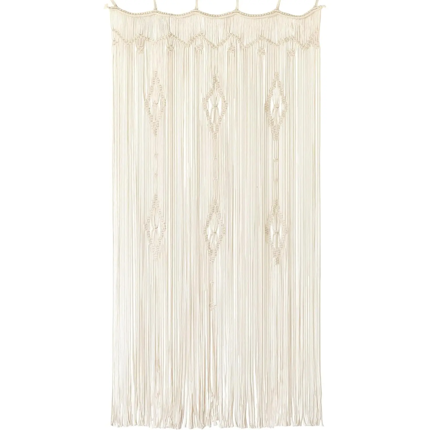 Macrame Curtain Long Cotton Window Panel Boho Curtains for Bedroom Wedding Backdrop Room Divider Doorway Closet Apartment 35''W x 70''L