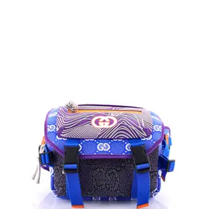 Pre-owned GUCCI Fabric, Rubber Backpacks Buckle Flap Chest Strap Backpack GG Fabric with Rubber by Rebag