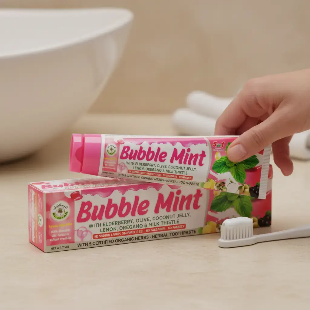 ORGANIC TOOTHPASTE- AL RIYAN BUBBLE MINT Toothpaste 100% Natural Fluoride free