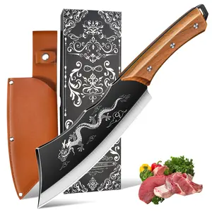 1pc High Quality Kitchen Knife With Sheath And Box, Professional  Full Tang Chef Knife With Ergonomic Wooden Handle, Sharp Meat Cleaver, Vegetable Knife, Slicing Knife, Use For Home And Restaurant Kitchen, Ideal Gift For Festival
