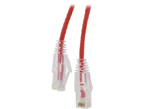 Nippon Labs 28 AWG Snagless Ultra Slim Cat6  Ethernet Patch Cable - Network Internet Cord - RJ45, Stranded, 550Mhz, UTP, - 2ft, Red