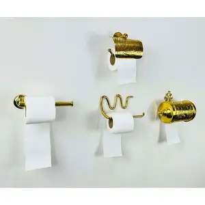 Handmade Unlacquered Brass Toilet Paper Holder - 4 Designs Options