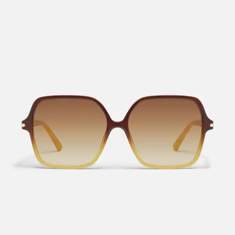QUAY - PRESS TOUR Square Sunglasses - Classic Oversized Vintage Glam with Elevated Metal Details & Universal Nose Pads