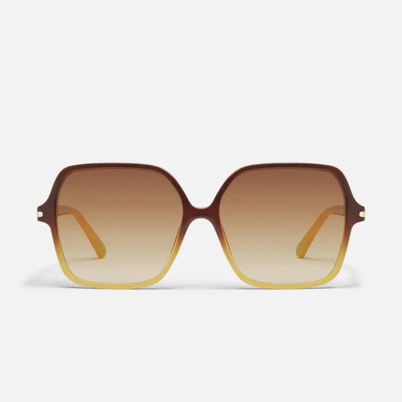 QUAY - PRESS TOUR Square Sunglasses - Classic Oversized Vintage Glam with Elevated Metal Details & Universal Nose Pads