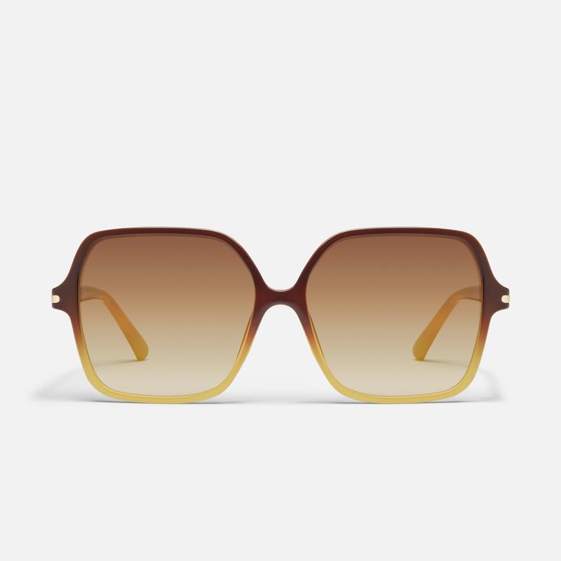QUAY - PRESS TOUR Square Sunglasses - Classic Oversized Vintage Glam with Elevated Metal Details & Universal Nose Pads