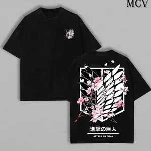 Attack On Titan Anime Unisex Tee | Wings Of Freedom AOT Shirts - Eren Acid Wash Shirt Graphic Tee Casual Menswear Soft Top Sweater, Hoodie | AOT Streetwear Style Tee 56X