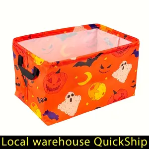 large Halloween Basket Cute Halloween Baskets For Pumpkin Halloween Basket Rectangular Toy, foldable Halloween Gifts(Yellow Halloween, Pink Skull), Gift Basket Teacher Basket Book Basket, Halloween Basket, Fall Basket, Halloween Baskets, laundry basket