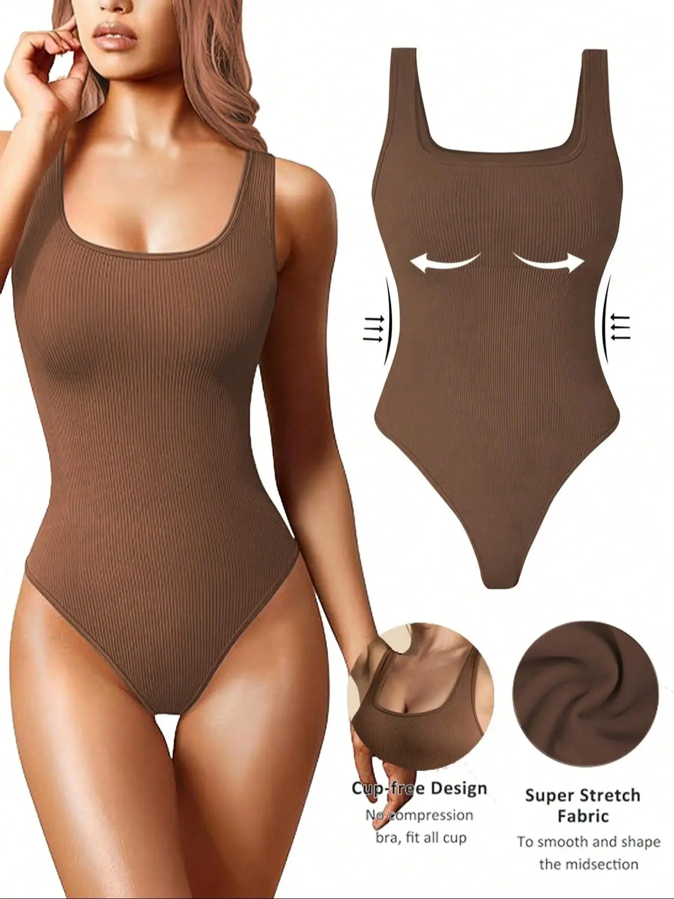 Women's Scoop Neck Sleeveless Tank Top Bodysuit Sexy Thong Bodysuit Basic Leotards for Women