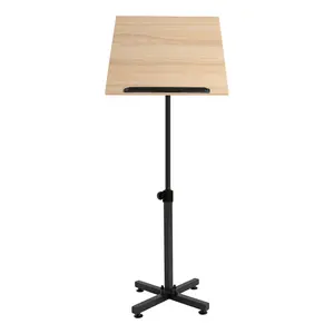 Adjustable 360° Swivel Solid Wood Lectern Podium Stand – Brown, Ideal for Dance Studios, Offices & More