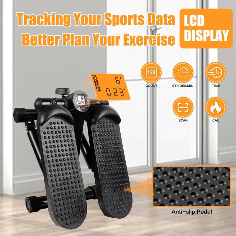 Home Workout Mini Stepper for Full Body Toning Stair Machine with Resistance Bands Small Space Friendly