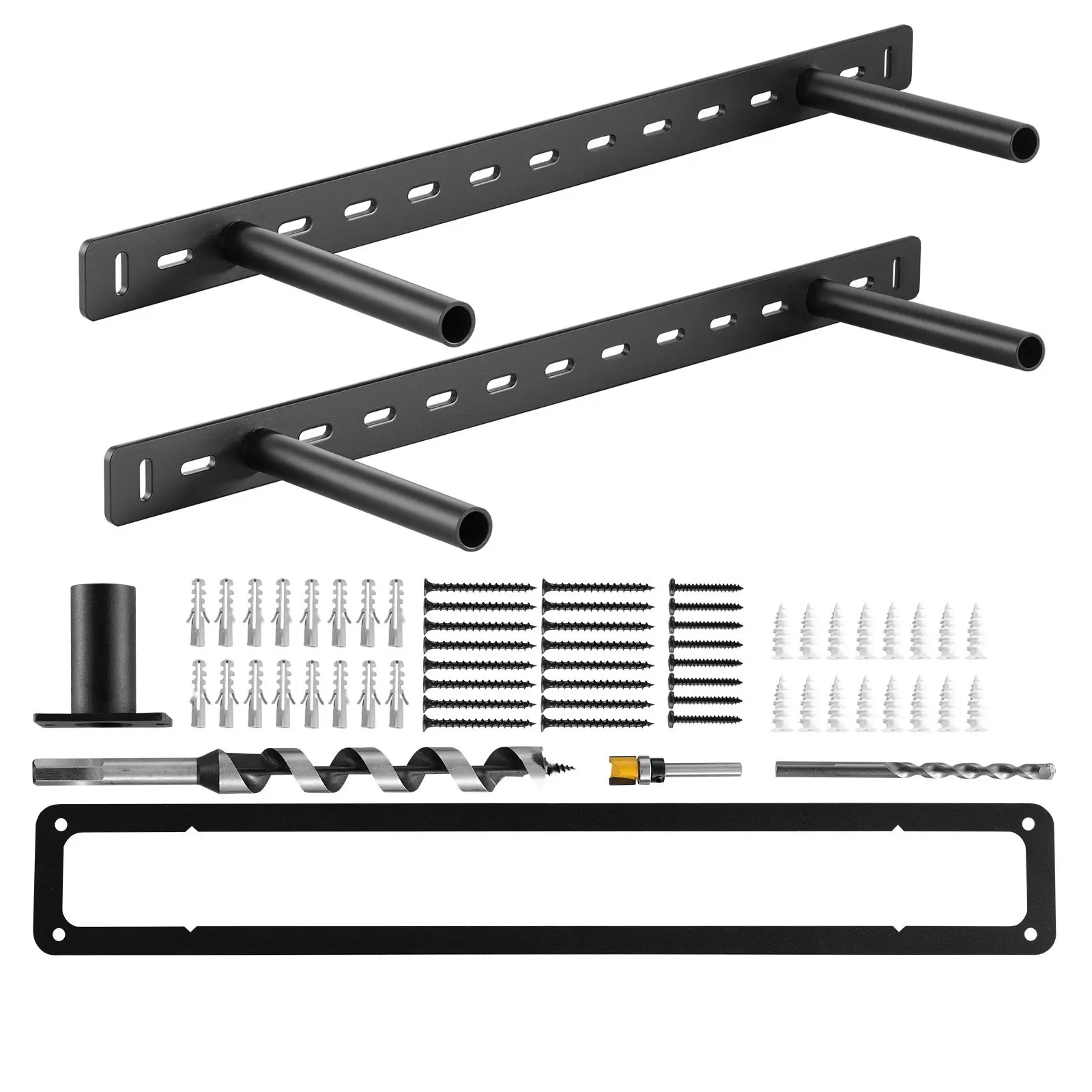 Two-Piece 22-Inch / 558.4 Mm Heavy-Duty Floating Shelf Brackets For Wall Mounting, Sturdy Steel Construction, Concealed Brackets, High Load Bearing Shelf Supports For Kitchen, Living Room, Garage, DIY Shelving