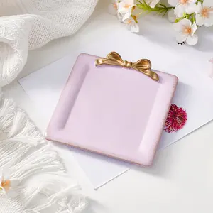 Resin Butterfly Knot Square Decorative Plate, Dessert Display Plate, Photography Prop, Indoor Home Decoration, Desktop Ornament, All Seasons Use, Dessert plates