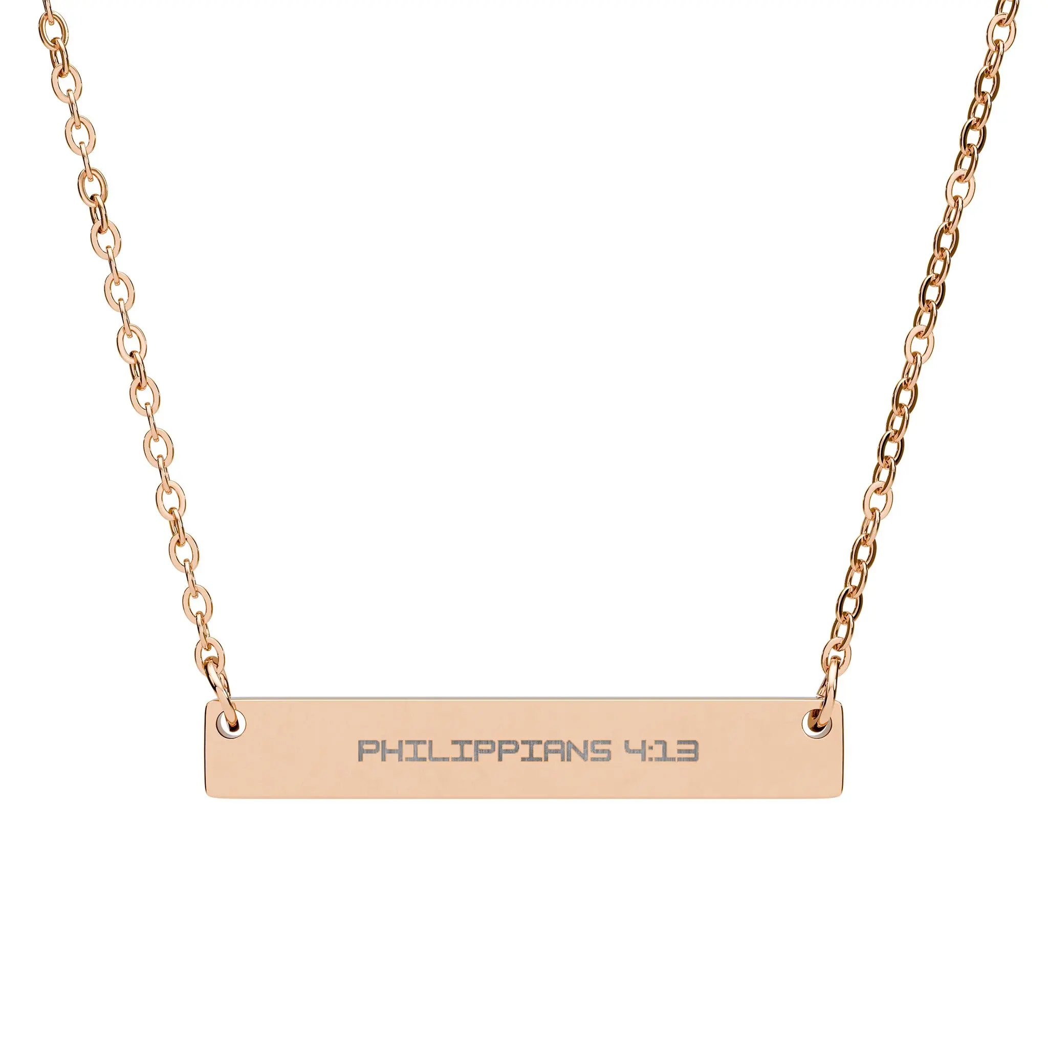 Engraved Horizontal Bar Necklace, Personalized Name Bar Pendant | Silver or Black