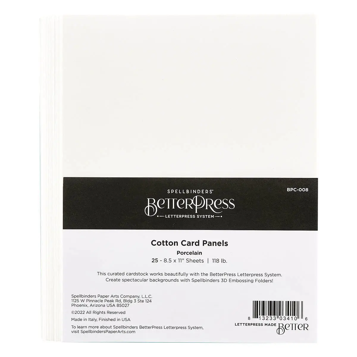 Spellbinders - BetterPress 8.5"x11" Cotton Card Panels - Porcelain
