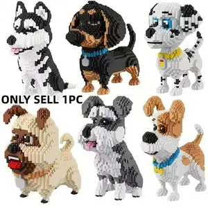 1700+pcs Pet Dog Building Blocks Building Sets Jack Russell Husky Sausage Dog Creative 3D Animal Models Stress Relief Gift for Adults
