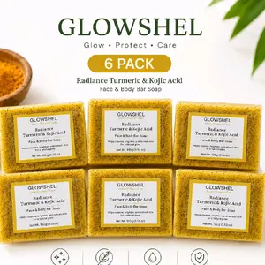 6 Pack Glowshel Rediance Turmeric &Kojic acid face &Body soap Bundle.