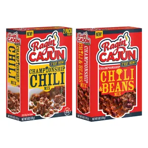 Championship Chili Combo Pack - Original & with Beans - Bold Authentic Cajun Spice - Quick Easy Cooking - 6 oz Each by Ragin' Cajun
