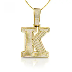 Buy one get one free necklace] Delzzad 18K gold-plated hip-hop large letter zircon pendant, gift for birthdays, anniversaries, Mother's Day, Christmas, for both men and women