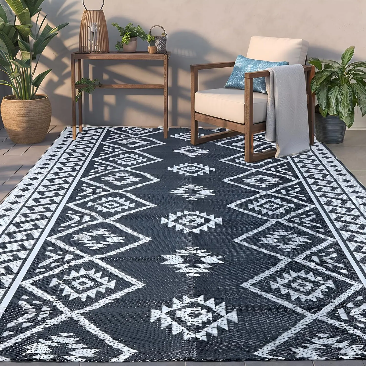 Outdoor Rug  6x9 ft Outdoor Carpet Patio Rug Mat Reversible RV Camping Rug Plastic Straw Rug Outside Outdoor Area Rug for Patio Deck Balcony Backyard Picnic Beach