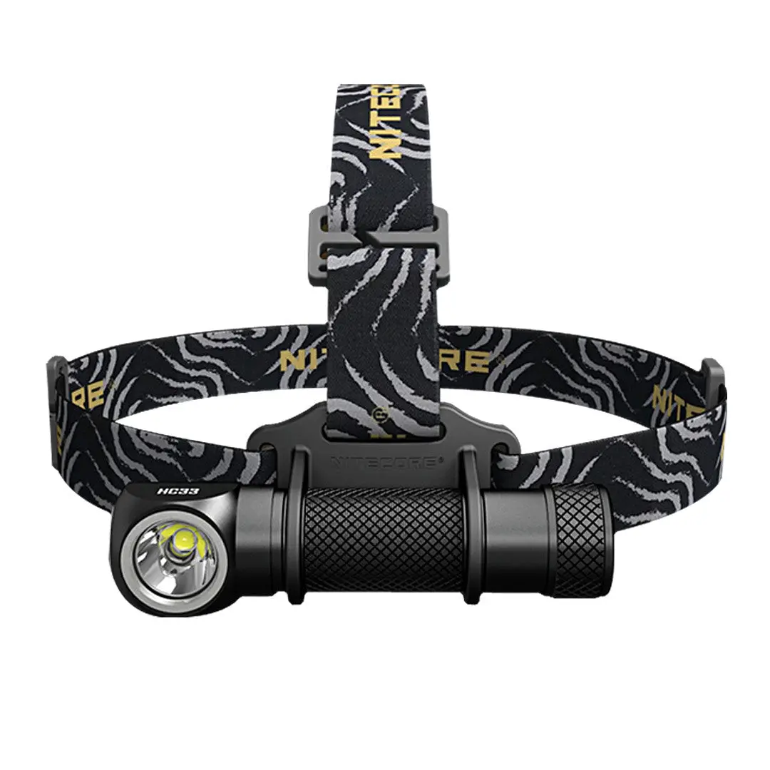Nitecore HC33 Convertible L-Shape Hands-Free Camping Headlamp for Campers, Adults - 1800 Lumens, Multi-Mode, 18650 Lithium Batteries, Headband, Holster, Glass Accessory, Military Grade, 3D Printing Office Equipment Use