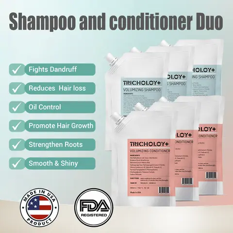 Tricholoy+ Hair Care Bundle - Anti-Hair Fall & Less Shedding & Volumizing - Shampoo & Conditioner & Serum | Biotin, Arginine & Oleanolic Acid | Strengthens Roots | Promotes Hair Growth | Oil Control & Scalp Nourishment | 300ML