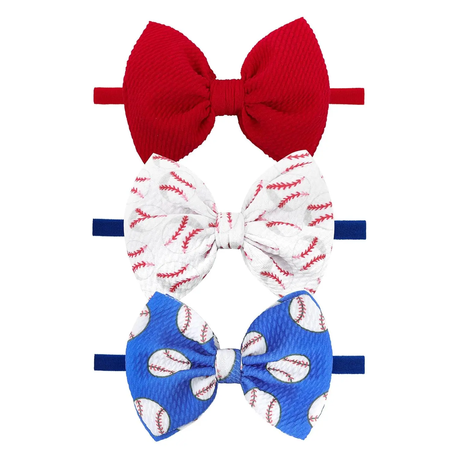 L-HDW003  Baseball Baby Bows 0-6 Months Red Hair Bow Sport Baby Headband Soccer Bows for Girls Baseball Hairband Infant Bows Headband Game Hair Accessories