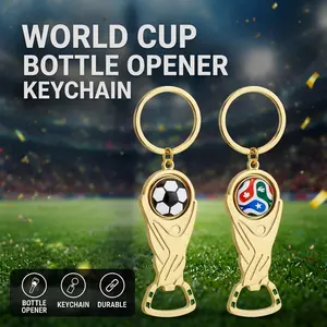 2026 Football Bottle Opener Keychain Party Supplies, Metal Beer Opener Pendant, Creative Fan Commemorative Souvenir Gift and Party Gifts, Multi-Functional Soccer Keyring