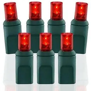 Pro  LED  Lights - 50 Count Wide Angle Conical String Lights - Professional Grade Indoor/Outdoor Commercial Holiday Light Set for Trees, Bushes, & Decor - Red