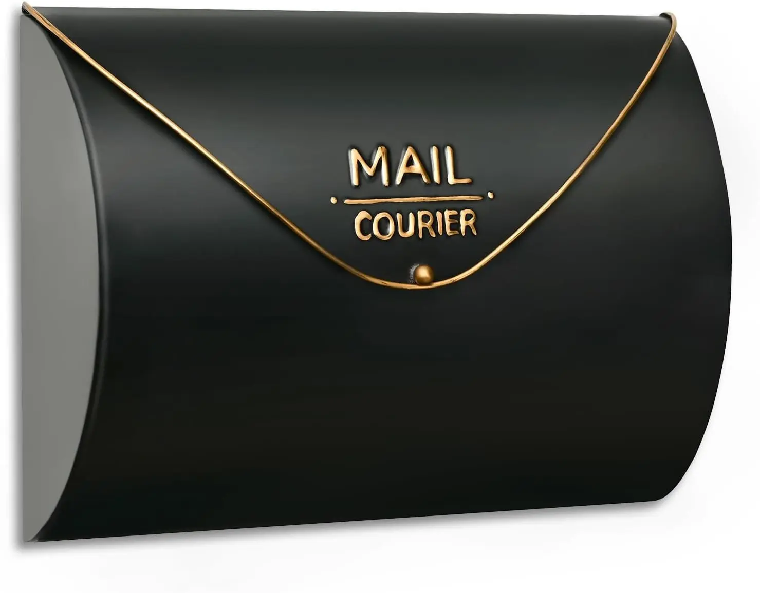 Outdoor Wall Mount Mailbox, 13 x 3.24 x 10.3 inch Black Waterproof Mail Box, Heavy Duty Wall-Mounted Mailboxes for Home, Envelopes, Magazines & Small Packages