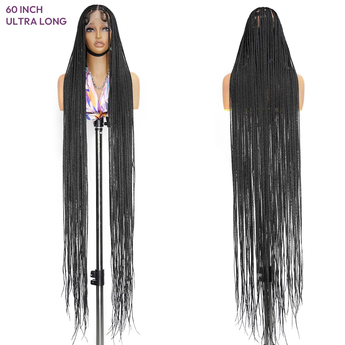 Super Long 60Inch Knotless Box Braided Wig SuperNova Handmade Full Lace Premium Fiber #Summervibes Wigs
