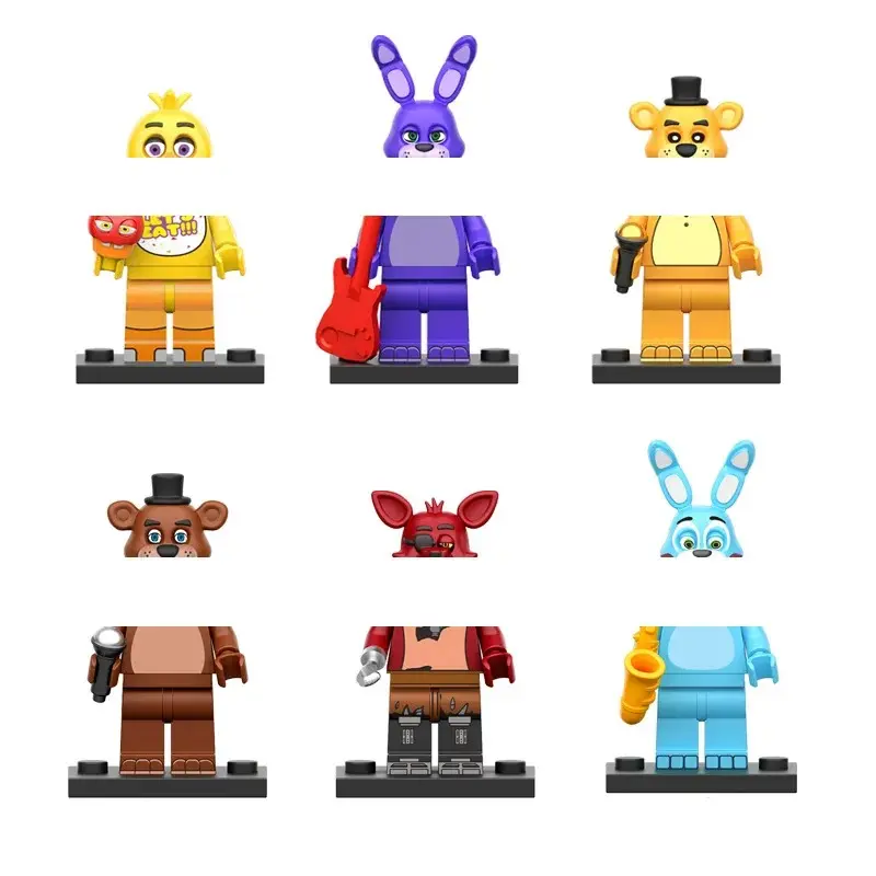 6 Different Toy Bear Building Blocks Figurines Related Game Figurines Models Tabletop Ornaments And Toys
