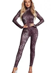 Leopard Printed Long Sleeve Jumpsuit