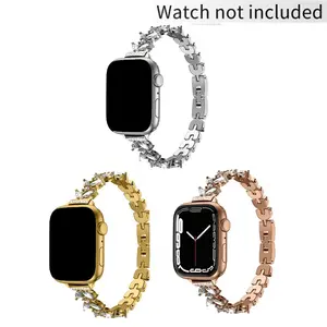 GIROUETTE Rhinestone Decorative Watch Band (Band Only), 1 Count Fashionable Watch Band for Women, Watch Band for Apple Watch Series 9 8 7 6 5 4 3 2 1 SE SE2