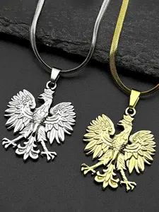 Poland National Emblem Polish Coat of Arms Symbol Eagle Pendant Necklaces for Women Men Gold Silver Color Stainless Steel Polska Party Gift