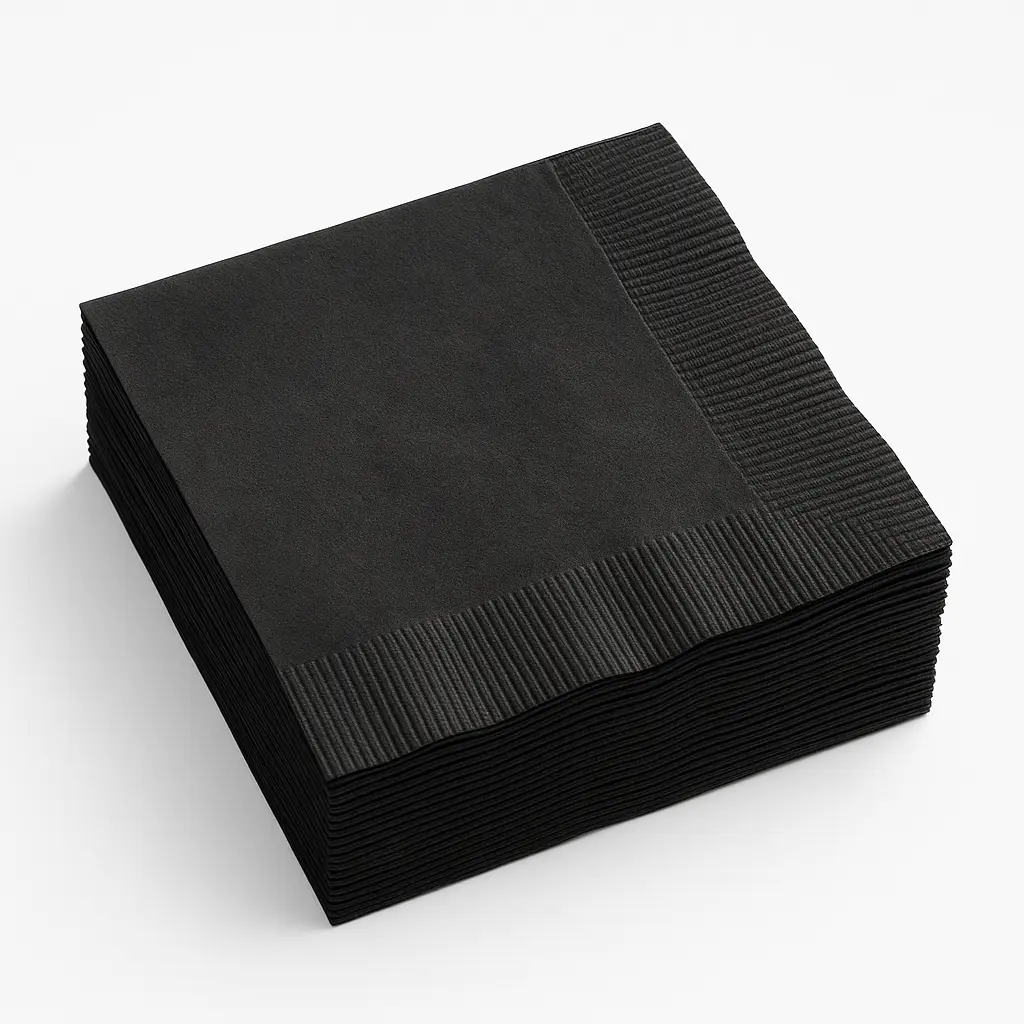 Black Beverage Napkins - 5 In. X 5 In. | 32 Count