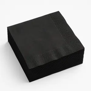 Black Beverage Napkins - 32 Count - 5 In. X 5 In.